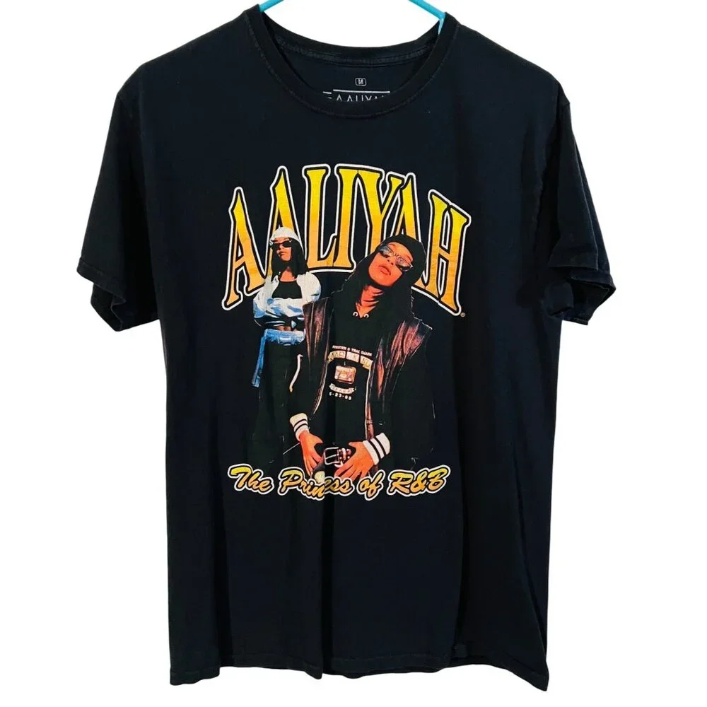 Aaliyah "The Princess Of R&B" Black T-Shirt Medium By Ripple Junction 100% Cotto - Picture 1 of 3